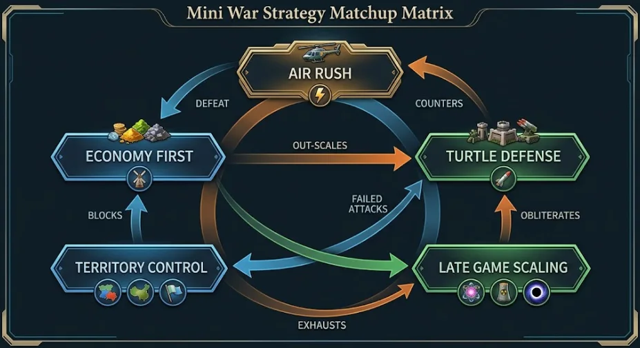 Mini War strategy archetype matchup matrix